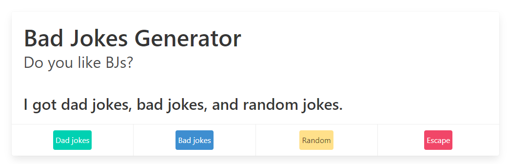 Screenshot of Javascript project Bad Jokes Generator